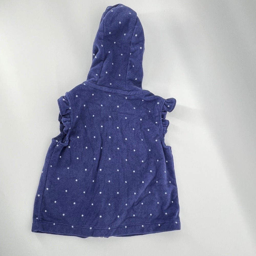 Carter's Baby‎ Girl Hooded Fleece Robe 9M Purple Polka Dot Bunny Zip Front - Picture 7 of 7